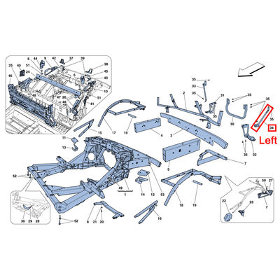 For Ferrari 458 Italy Spider Rear Bumper Mounting Bracket Left OEM 85732800