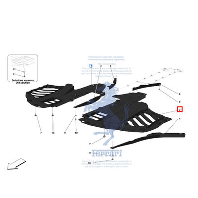 For Ferrari F8 Spider Tributo Front Bumper LH Lower Compl Front Underbody SH Guard Plate Fender Apron Radiator Fender OEM 861951