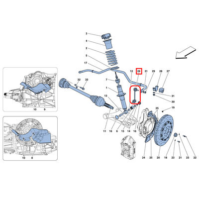 For Ferrari California F12 FF GTC4 812 Portofino Rear Left Stabilizer link Rear Sway Bar Link OEM 242392