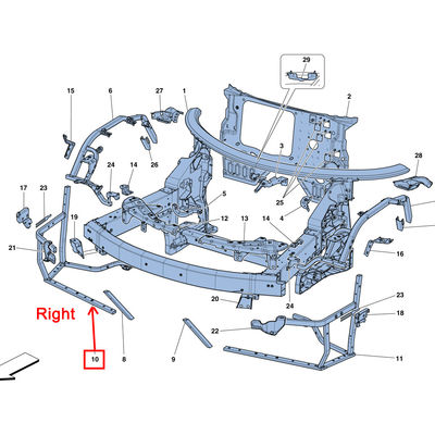 For Ferrari 488 GTB Spider Front Subframe Right Headlight Bracket OEM 86107300