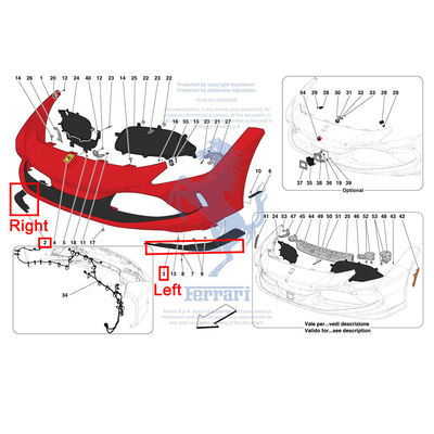 For Ferrari F8 Tributo Spider Body Parts Front Bumper Left Side Splitter Spoiler OEM 985862850 985890503