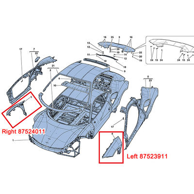For Ferrari 488 Style Front Right Mudguards Wheel Arch Baffle Accessories OEM 87524011