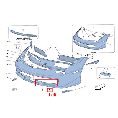 For Ferrari 458 Italia Spider Front Bumper Left Wing Spoiler OEM 81762010