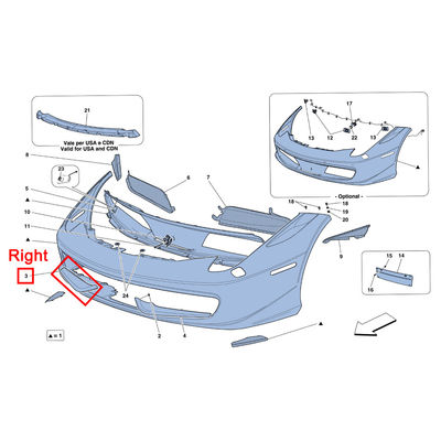 For Ferrari 458 Italia Spider Front Bumper Right Wing Spoiler OEM 81761910
