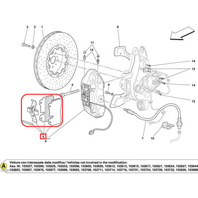 For Ferrari California Rear Brake Pad Kit OEM 70002811