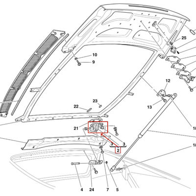 Για τη Ferrari F430 360 Μπροστά αριστερά κινητήρα καπό χάντζελ OEM 64877600