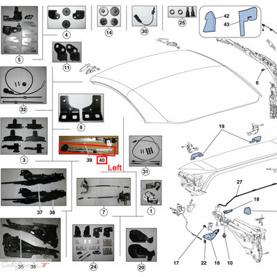 For Ferrari California CaliforniaT-Main Locking System Roof Assembly Roof Kinematics Latch LH OEM 82973500