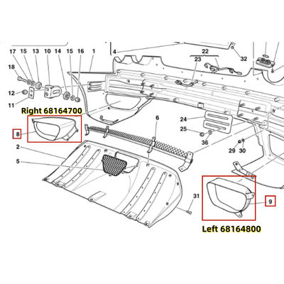 Για τη Ferrari F430 αριστερό πίσω προφυλακτήρα αριστερή ουρά σωλήνα spacer OEM 68164800