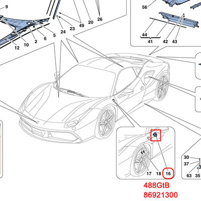 Για τη Ferrari F8 488 GTB Spider Fender Shield Εμβλήμα OEM 86921300