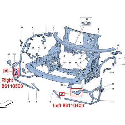 For Ferrari 488GTB Spider Upper Left Radiator External Holder OEM 86110400