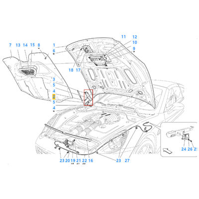 For Ferrari California Italy Left &amp; Right Bonnet Hood Hinge OEM 69994200 69994300