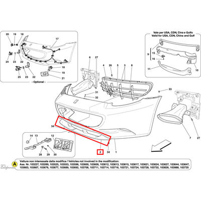 For Ferrari California Front Bumper Spoiler - Standard OEM 80867100