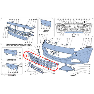 For 2015-2018 Ferrari California T Front Bumper Grille OEM 85783100
