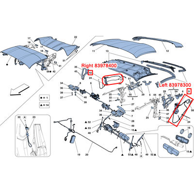 For Ferrari 458 Roof Left or Right Flap Mechanism Cable (Convertible Cable Replacement Separately) OEM 83978300 83978400