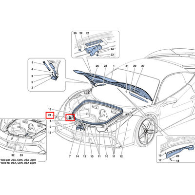 For Ferrari 458/488 Bonnet Cushioning Rubber Front Valve Cover And Opening Device Shock Absorber OEM 82966000 849815