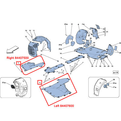 For Ferrari 458 Front Left &amp; Right Underbody Guard Car Accessories OEM 84407600 84407500