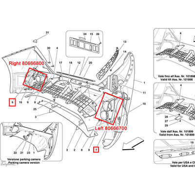 For Ferrari California Left &amp; Right Exhaust Tailpipe Trim Hood Exhaust Grill OEM 80666700 80666800