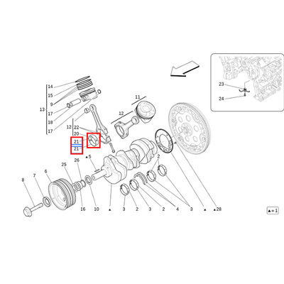 For Maserati Ghibli Levante Quattroporte Engine Crankshaft Tile Piston Link Tile Split Bearing OEM 280326