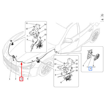 For Maserati Ghibli 2014-2017+ Hood Bonnet Open Latch Cable OEM 670007133
