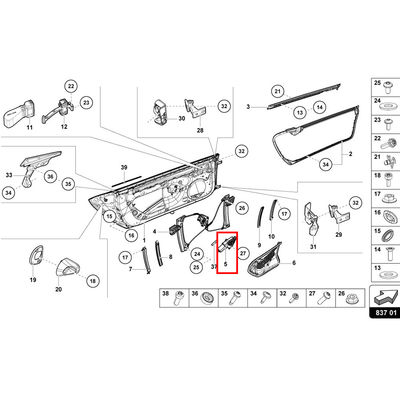 For Lamborghini Huracan Aventador 2013-2020 Front Left &amp; Right Window Regulator Motor OEM 8K0959801B 8K0959802B
