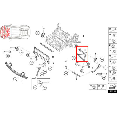 For Lamborghini Huracan LP580 LP610 LP640 Radiator Frame Bracket Left Front OEM 4T0806191B