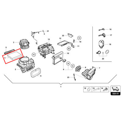For Lamborghini LP580 Filter Insert With Odour And Harmful Substance Filtering , A/C Filter OEM 4S0819439