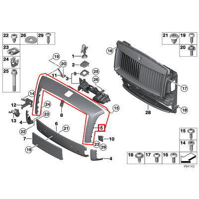 For Rolls Royce 2010-2017 Wraith Dawn Ghost 1st Generation Car Front Radiator Bumper Grille Frame OEM 51117375259 51117238234
