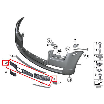 For Rolls Royce Ghost 2nd Generation Middle Bumper Front Bumper Left Right Grille OEM 51117349427 51117349428 51117349430