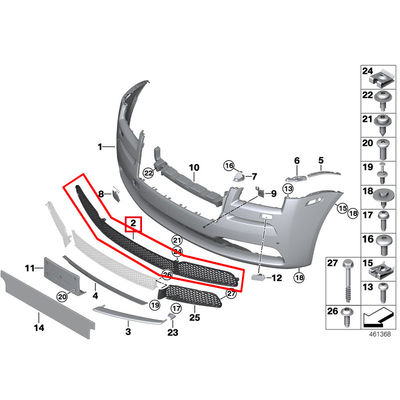 For Rolls Royce Wraith &amp; Dawn Front Center Bumper Grill OEM 7370550 51117370550 51117301351 51117370604 51117301348