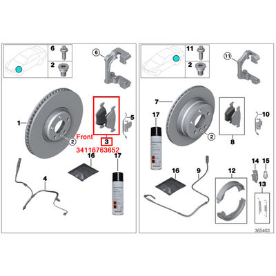 For Rolls Royce Phantom Coupe RR3 2007-2016 Front Brake Pads OEM 34116763652