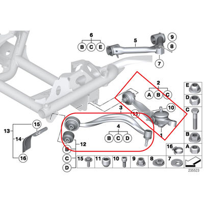 For Rolls Royce Phantom 3pcs Left Front Lower Control Arm &amp; Sway Bar Link OEM 31120409267 31122180523 31350440780