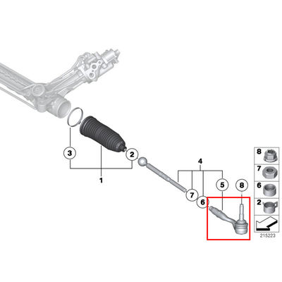 For Rolls-Royce Ghost (2010-2014) Front Outer Right Tie Rod Ball Joint OEM 32106784719