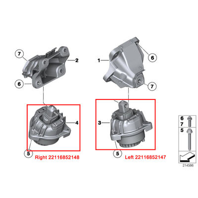 For Rolls-Royce Wraith RR5 2013-2017 Ghost A Pair Of Auto Engine Support Mount OEM 22116852147 22116852148