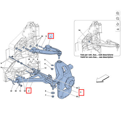 6 Piece For Ferrari 458 California Ftont Upper Lower Arm and Front Hub Carrier OEM 287186 287187 248758 248760 264523 264524
