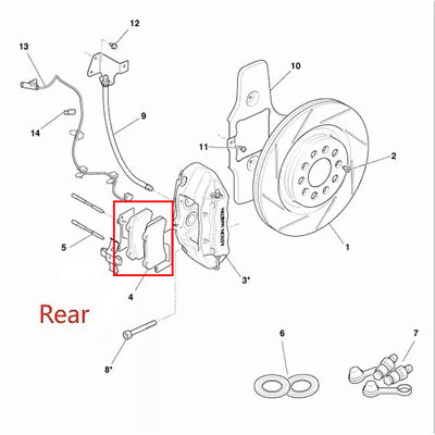 For Aston Martin BD9 &amp; V8-Vantage Rear Brake Pad Kit With Sensor OEM 7G43-2C562-AA