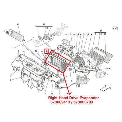 For Maserati Ghibli Levante Quattroporte (2014-2018) Right-Hand Drive Evaporator OEM 673009413 673003703