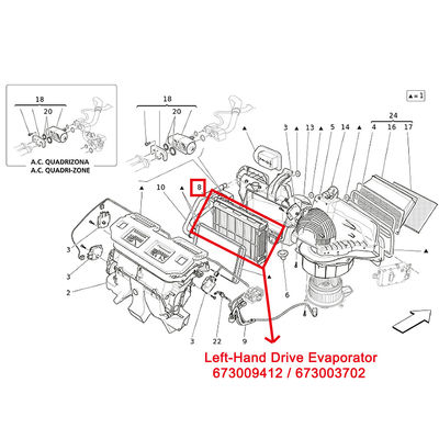 For Maserati Ghibli Levante Quattroporte 2014-2018 Left-Hand Drive Evaporator OEM 673009412 673003702