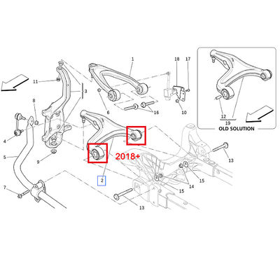 For Maserati Ghibli Quattroporte (2018+) Front Lower Control Arm Bushings OEM 670039029 670039033