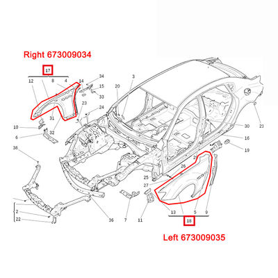 For Maserati Quattroporte Front Left Fender Aluminum Alloy Leaf Plate Style OEM 673009035
