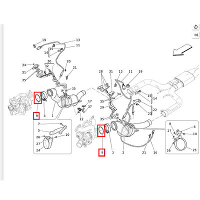For Maserati Quattroporte Levante Ghibli Exhaust Pipe Connection Gasket OEM 675000052