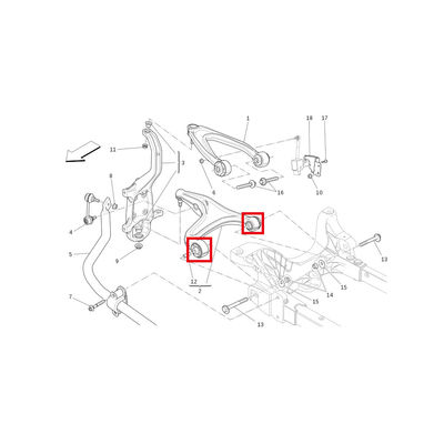For Maserati Quattroportem156 Ghiblim157 Underhanging Swing Arm Rubber Sleeve OEM 673007126 673007127