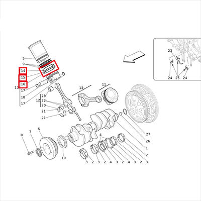 For Maserati Quattroporte M156 Ghibli M157 Levante M161 V8 3.8T Engine Piston Ring OEM 296961 296962