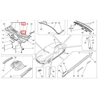 For Maserati Ghibli 3.0 M157 2015 LHD Windshield Scraper Decorative Cover Front Left OEM 670013428