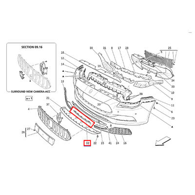For Maserati Quattroporte M156 Front Bumper Lower Cover Molding Trim OEM 670119722