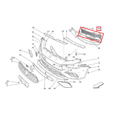 For Maserati Ghibli M157 2014-2016 Front Bumper Grille Black OEM 670006937