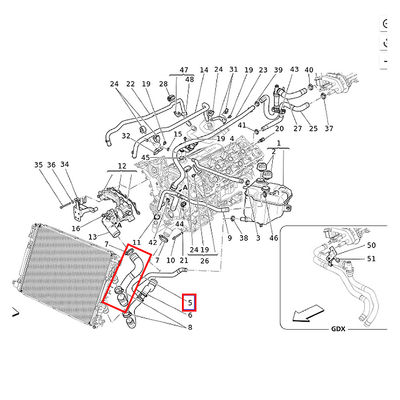 For Maserati Levante M161 2017-2020 Engine Radiator Coolant Hose Pipe OEM 670031948