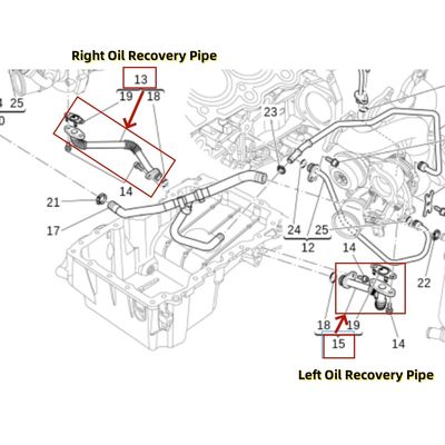 For Maserati Ghibli Levante Quattroporte M156 Right Oil Recovery Line OEM 282368