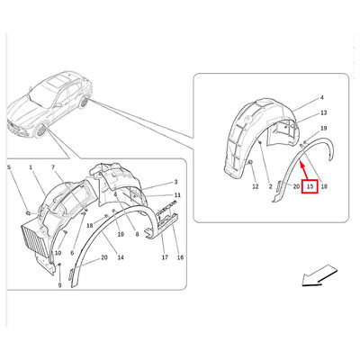 For Maserati Levante 2017-2019 Rear Left Wheel Housing Arch Moulding OEM 670168153
