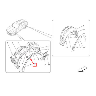 For Maserati Levante 2017-2019 Front Right Wheel Housing Arch Moulding OEM 670089060