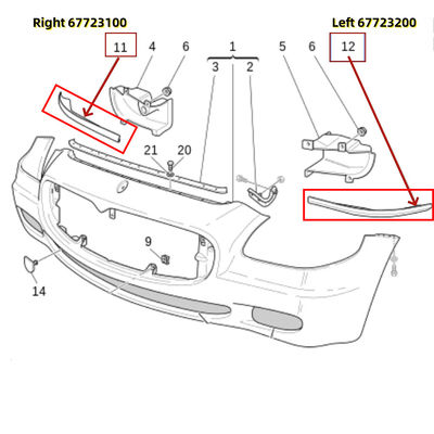 For Maserati Quattroporte M139 2005-2013 Left &amp; Right Headlight Bracket Trim OEM 67723200 67723100